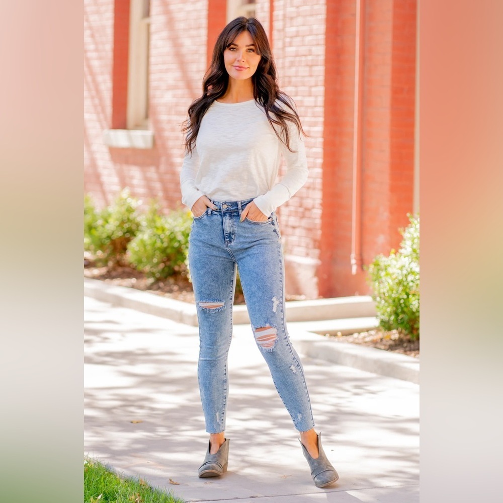 Judy Blue high Rise 88266 Acid Wash Destroyed Skinny Jeans size 18W PLUS
